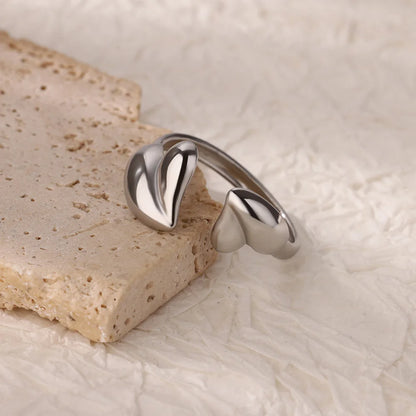 Irregular Heart Design Stainless Steel Open Rings