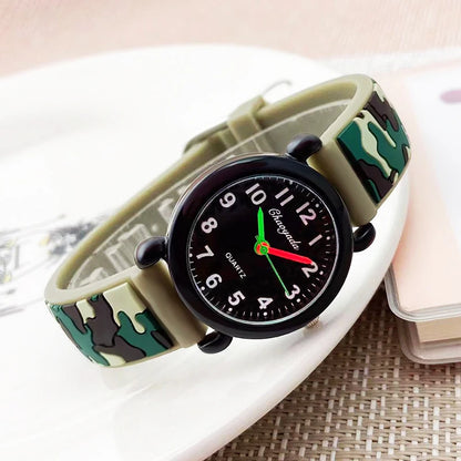 2025 summer boys girls fashion camouflage silicone strap quartz watches children kids students digital cool waterproof clocks