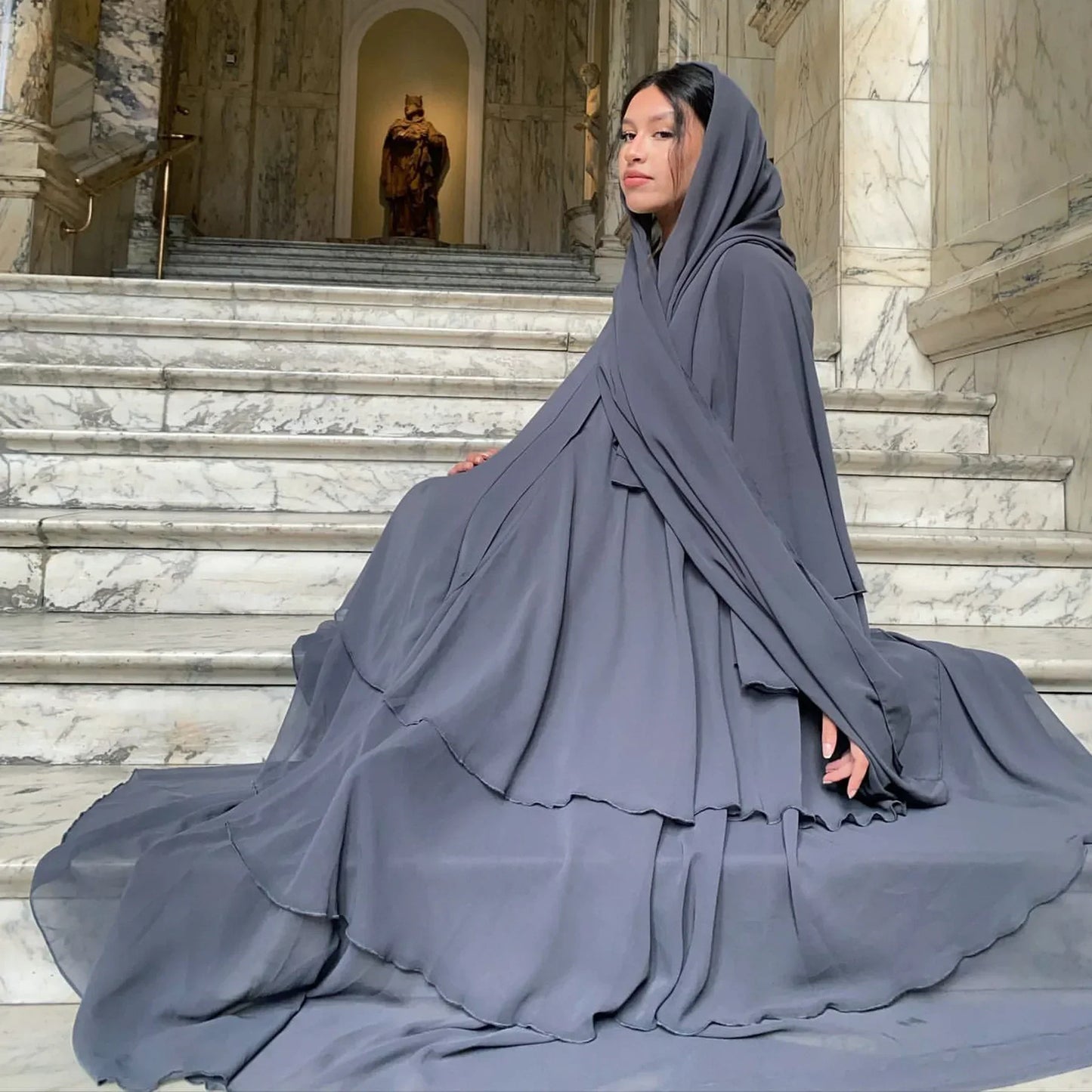 Turkish Women's Party Dress and Hijab Set