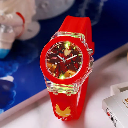 Disney Mickey Children Watches Girls Color Light Source Silicone Princess Elsa Kids Watch Boys Gift Clock Wrist