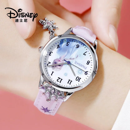 Frozen 2 Kids Watch Diamonds Crown Princess Series Watch Snowflake Pendant Decoration Quartz Watch 219