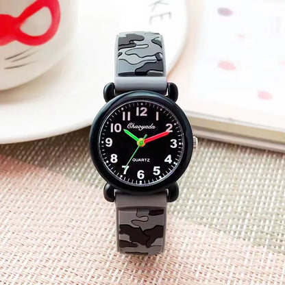 2025 summer boys girls fashion camouflage silicone strap quartz watches children kids students digital cool waterproof clocks