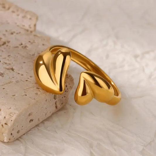 Irregular Heart Design Stainless Steel Open Rings