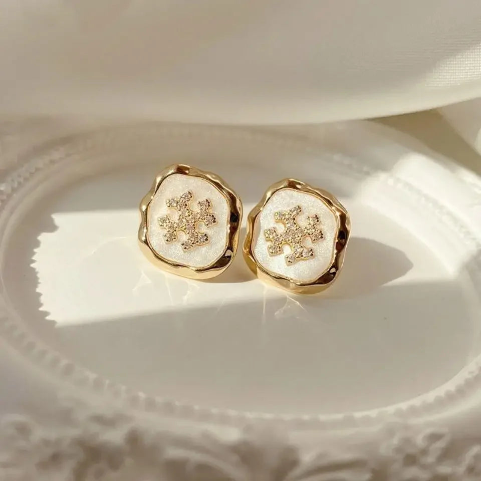 Simple Diamond Snowflake Earrings