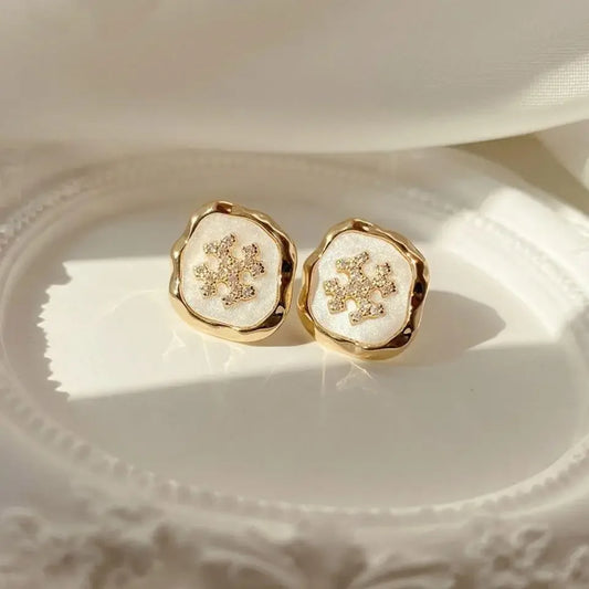 Simple Diamond Snowflake Earrings