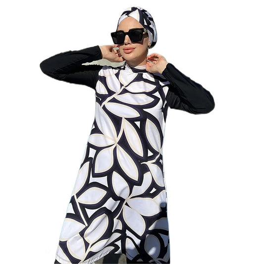 Women's White Printed Long Sleeved Pants Set With Hat