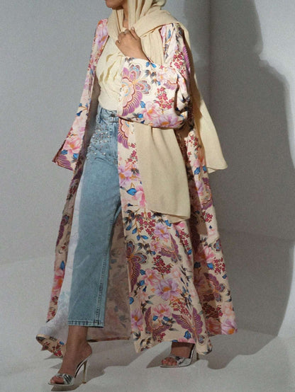 Elegant Floral Abaya with Hijab