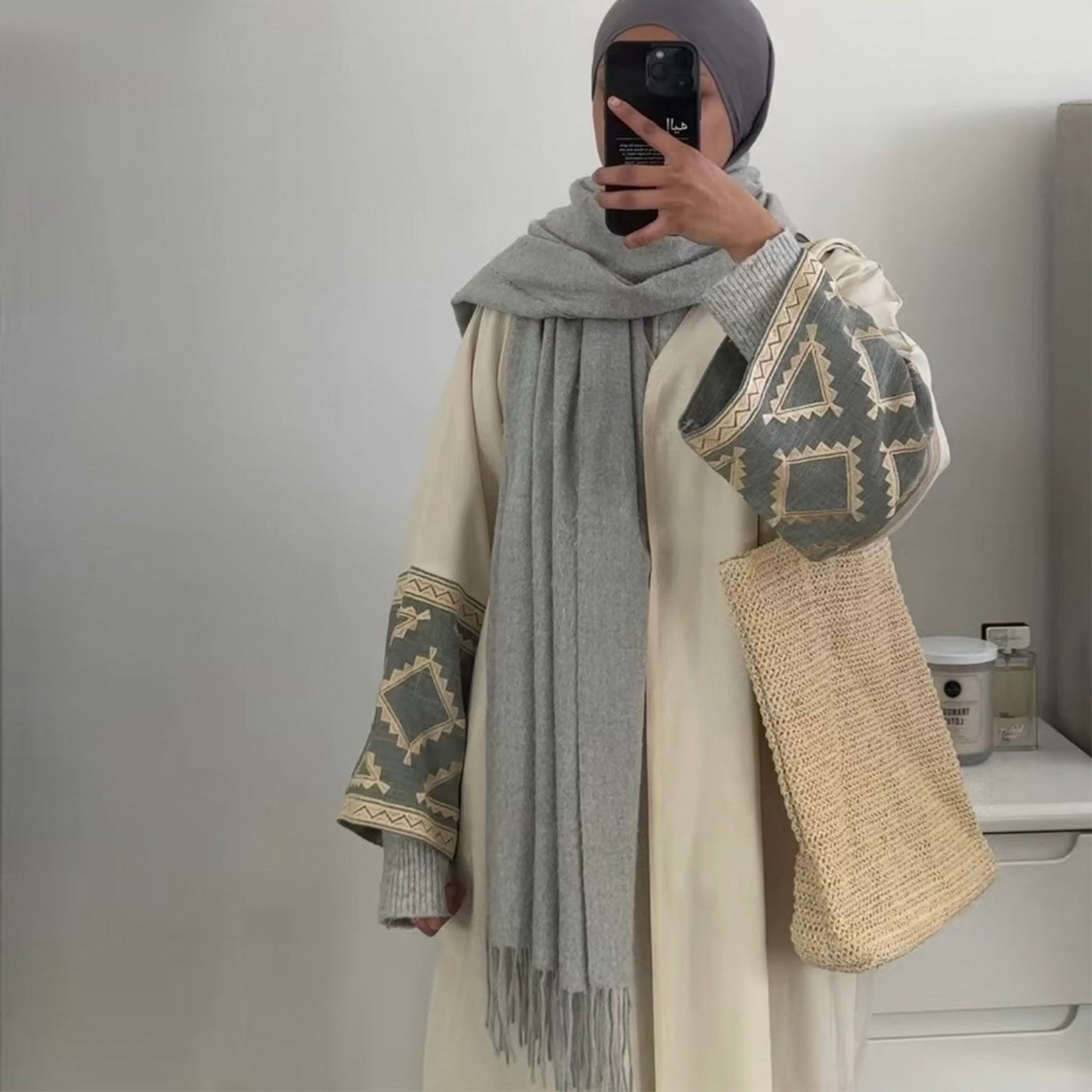 Fashion Embroidered DUBAI Turkish Elegant Cardigan Robe