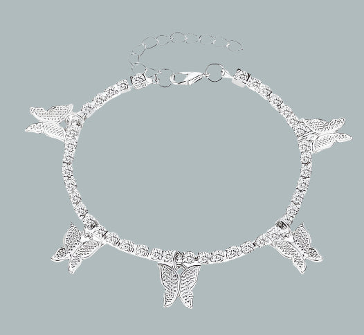 Rhinestone Butterfly Pendant Anklet