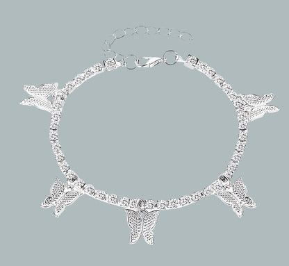 Rhinestone Butterfly Pendant Anklet