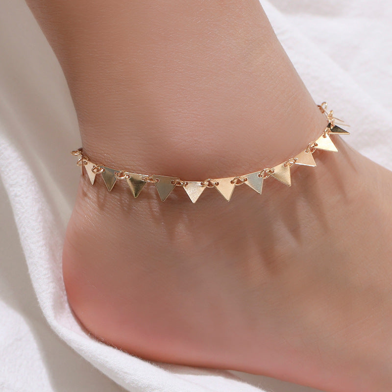Geometric Triangle Anklet - Chain Design