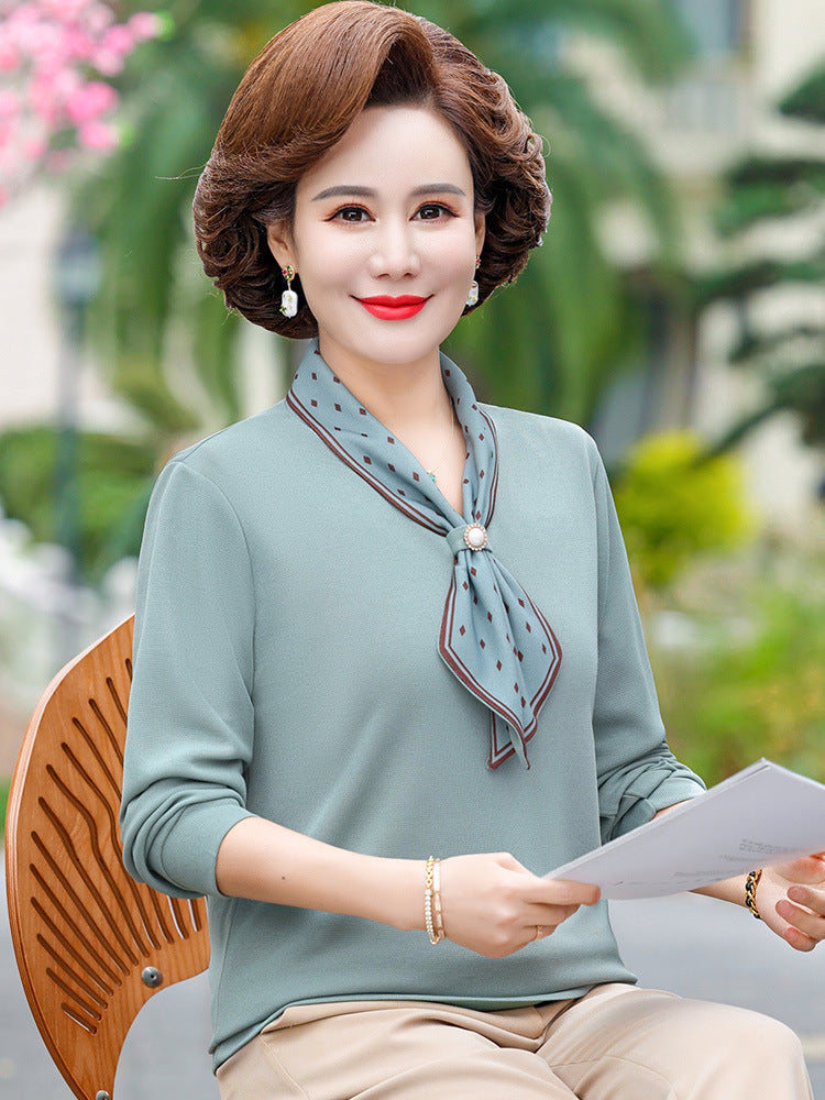 Middle-aged And Elderly Women's Clothing Spring And Autumn Top Fashion Bottoming Shirt
