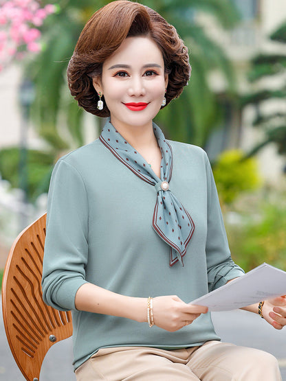 Middle-aged And Elderly Women's Clothing Spring And Autumn Top Fashion Bottoming Shirt