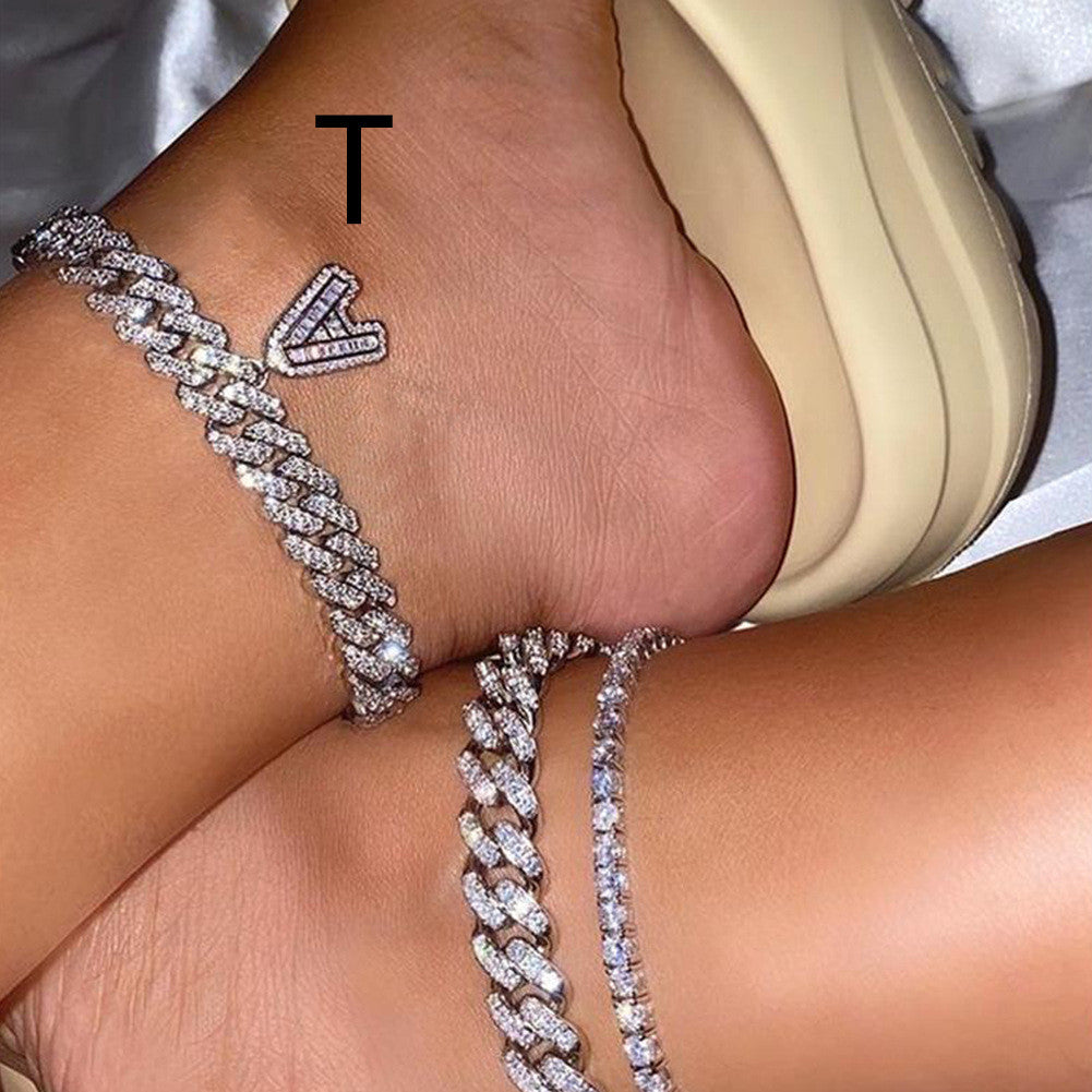 Alphabet Pendant Chain Anklet